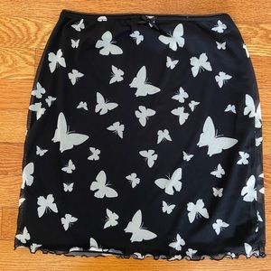 Black and White Butterfly Print Skirt